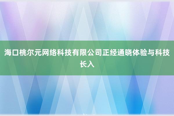 海口桃尔元网络科技有限公司正经通晓体验与科技长入